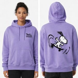 H&M Peanuts Snoopy Skateboarder Thrill Seeker Hoodie Sweatshirt Purple M